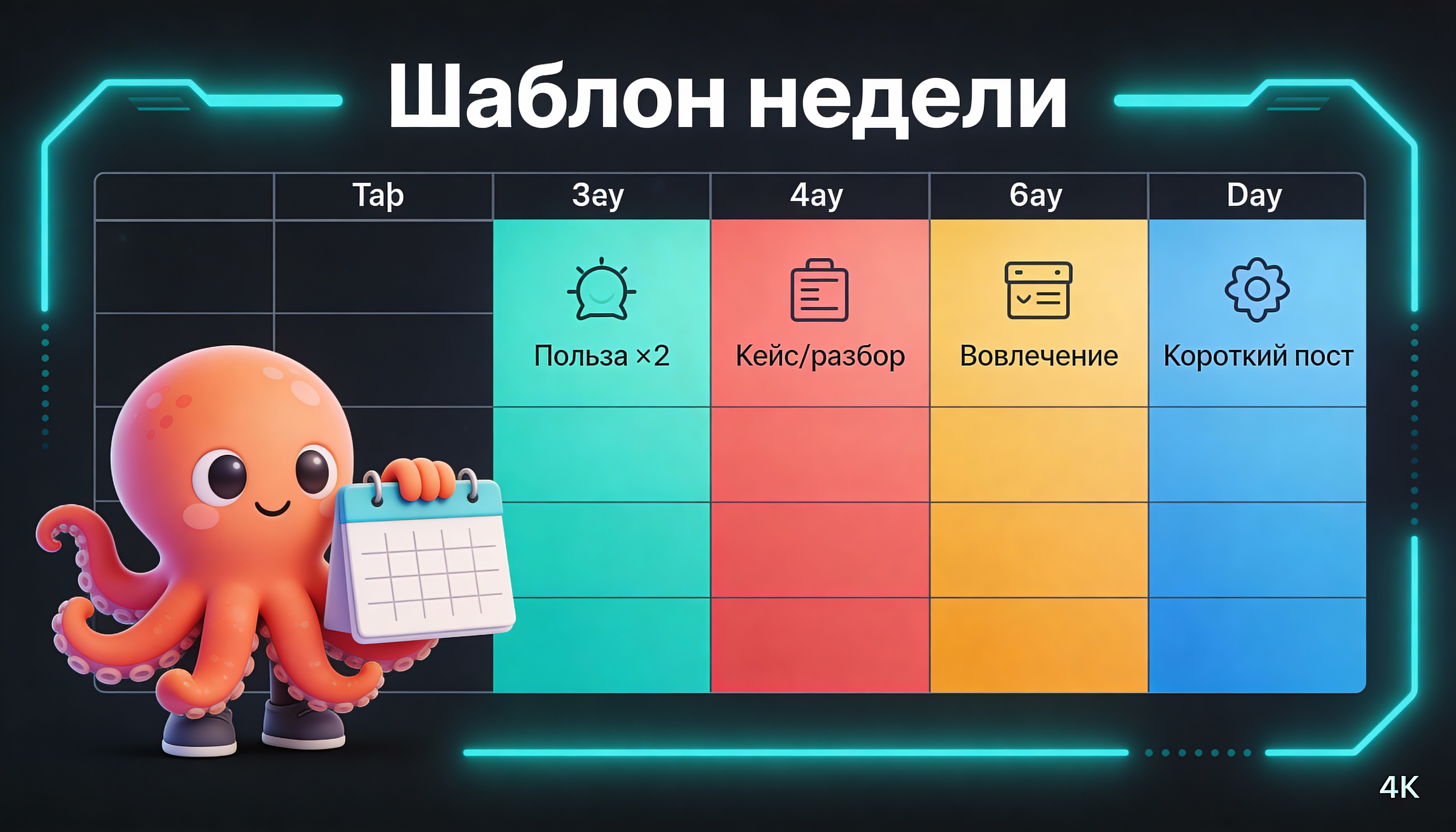 Инфографика: неделя контента Telegram — 5 типов постов