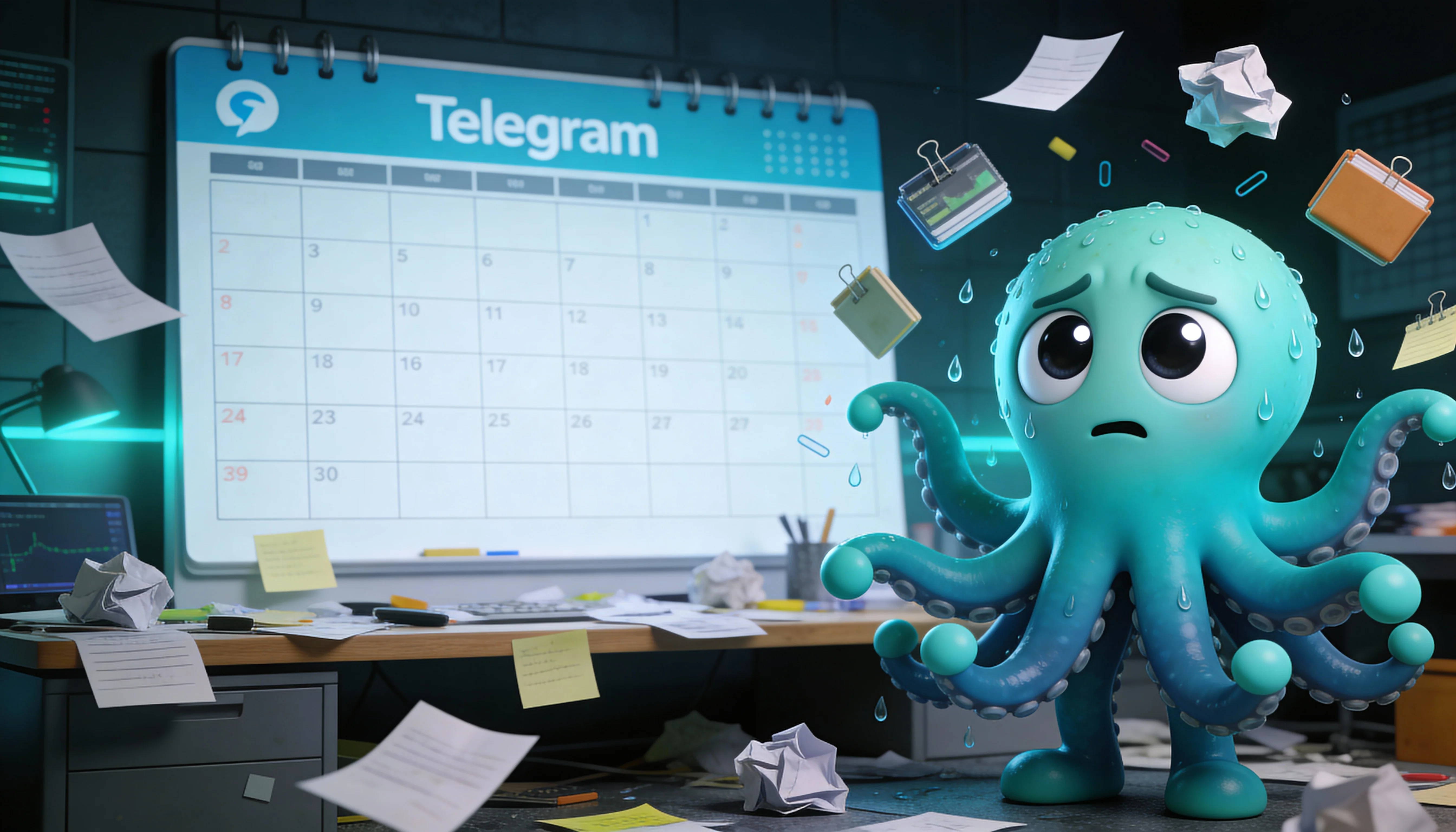 Иллюстрация: Октавио грустит из-за отсутствия идей для постов